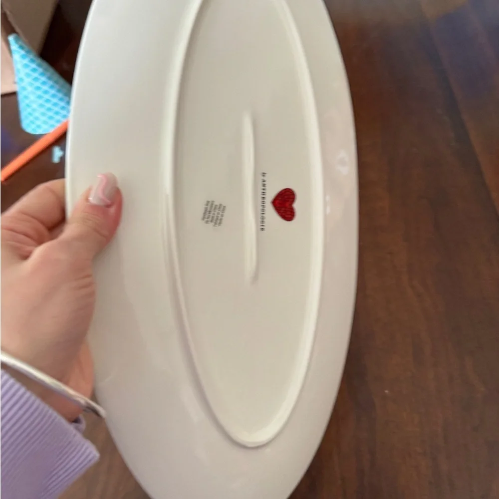 Anthropologie Bistro Tile Stoneware 24k tray Accent Platter: Valentine's serving